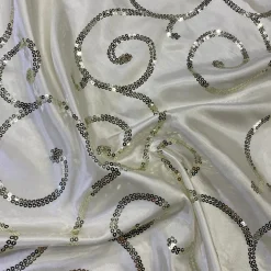 Swirl Sequins Taffeta Table Linen in Ivory