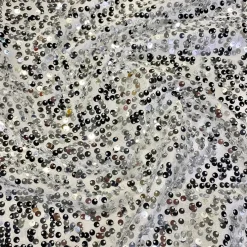 Taffeta Sequins Table Linen in Silver and White