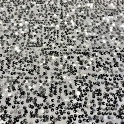Taffeta Sequins Table Linen in Silver and White