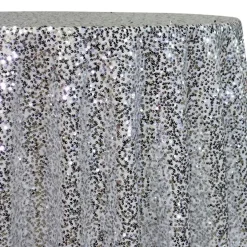 Taffeta Sequins Table Linen in Silver and White