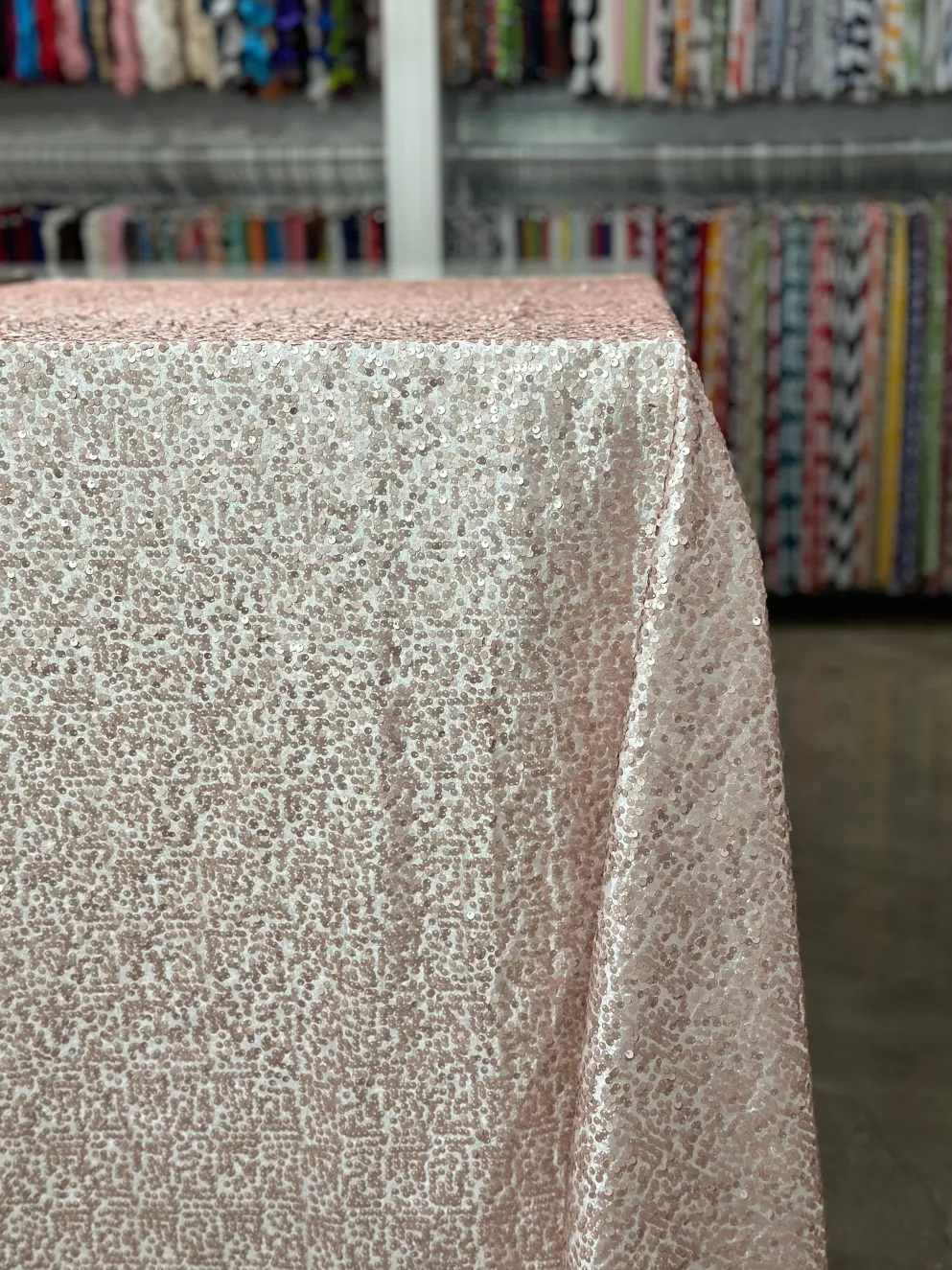 Taffeta Sequins Table Linen in Blush Matte