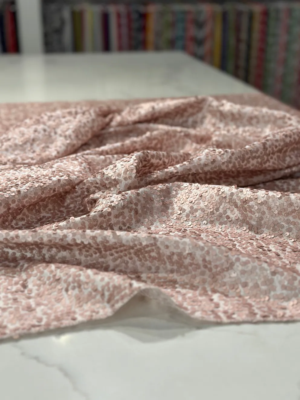 Taffeta Sequins Table Linen in Blush Matte