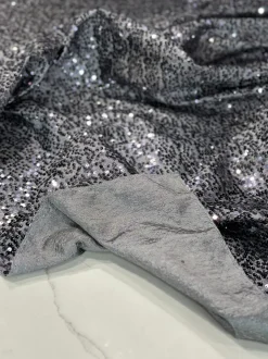 Taffeta Sequins Table Linen in Charcoal
