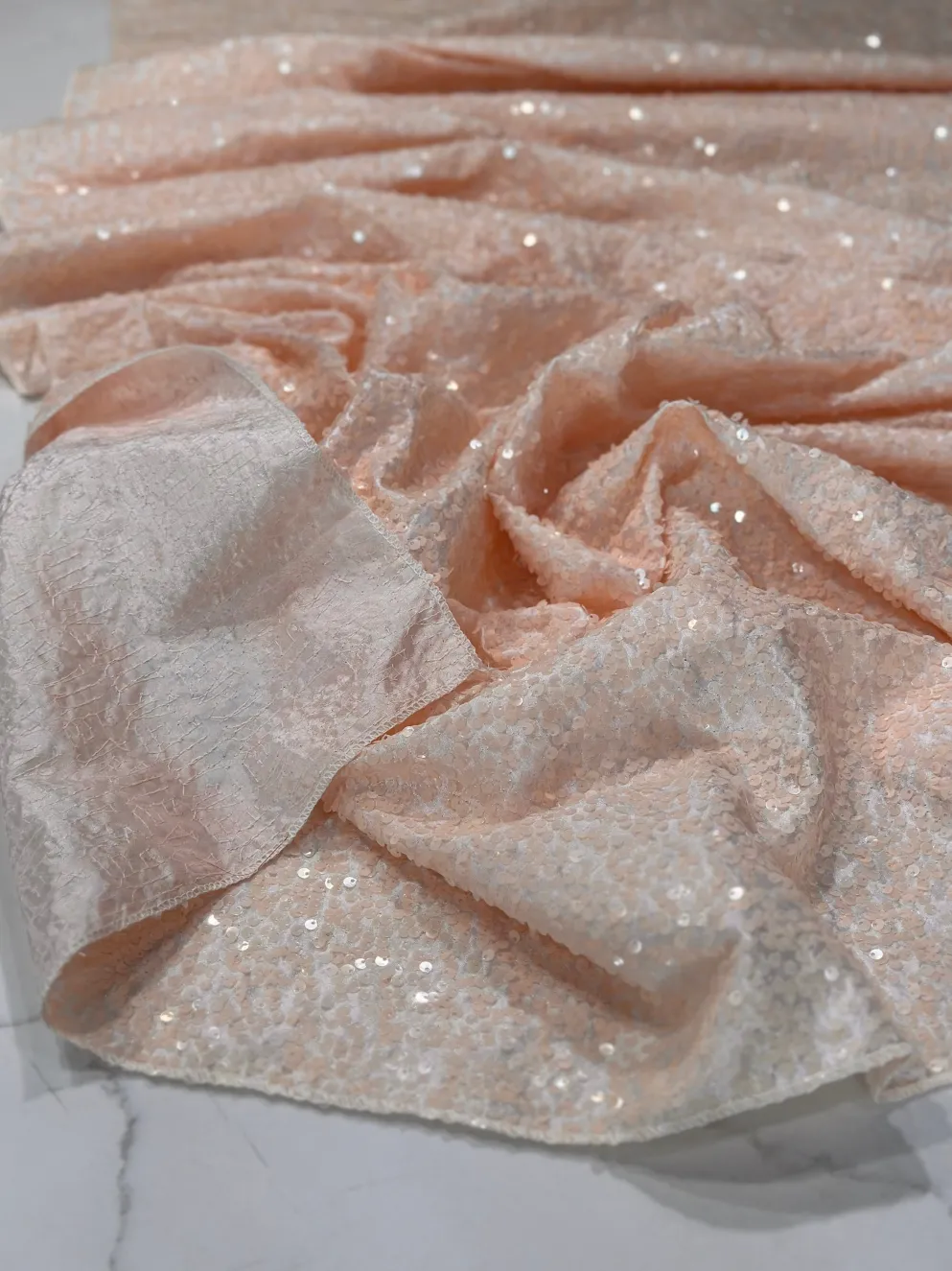Taffeta Sequins Table Linen in Blush Transparent
