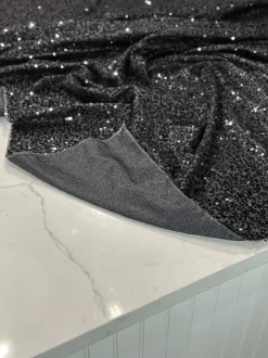 Taffeta Sequins Table Linen in Black
