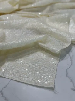 Taffeta Sequins Table Linen in Ivory
