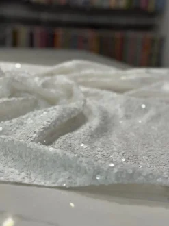 Taffeta Sequins Table Linen in White