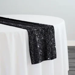 Taffeta Sequins Table Runner in Black