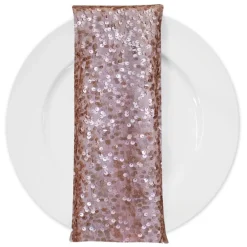 Taffeta Sequins (w/ Poly Lining) Table Napkin in Blush