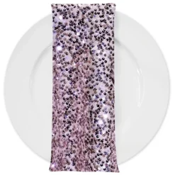 Taffeta Sequins (w/ Poly Lining) Table Napkin in Blush Shiny
