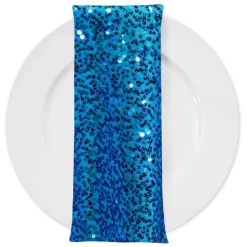 Taffeta Sequins (w/ Poly Lining) Table Napkin in Turquoise