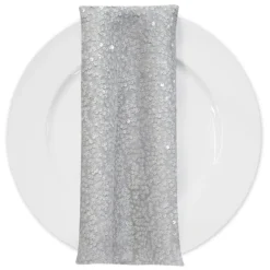 Taffeta Sequins (w/ Poly Lining) Table Napkin in White