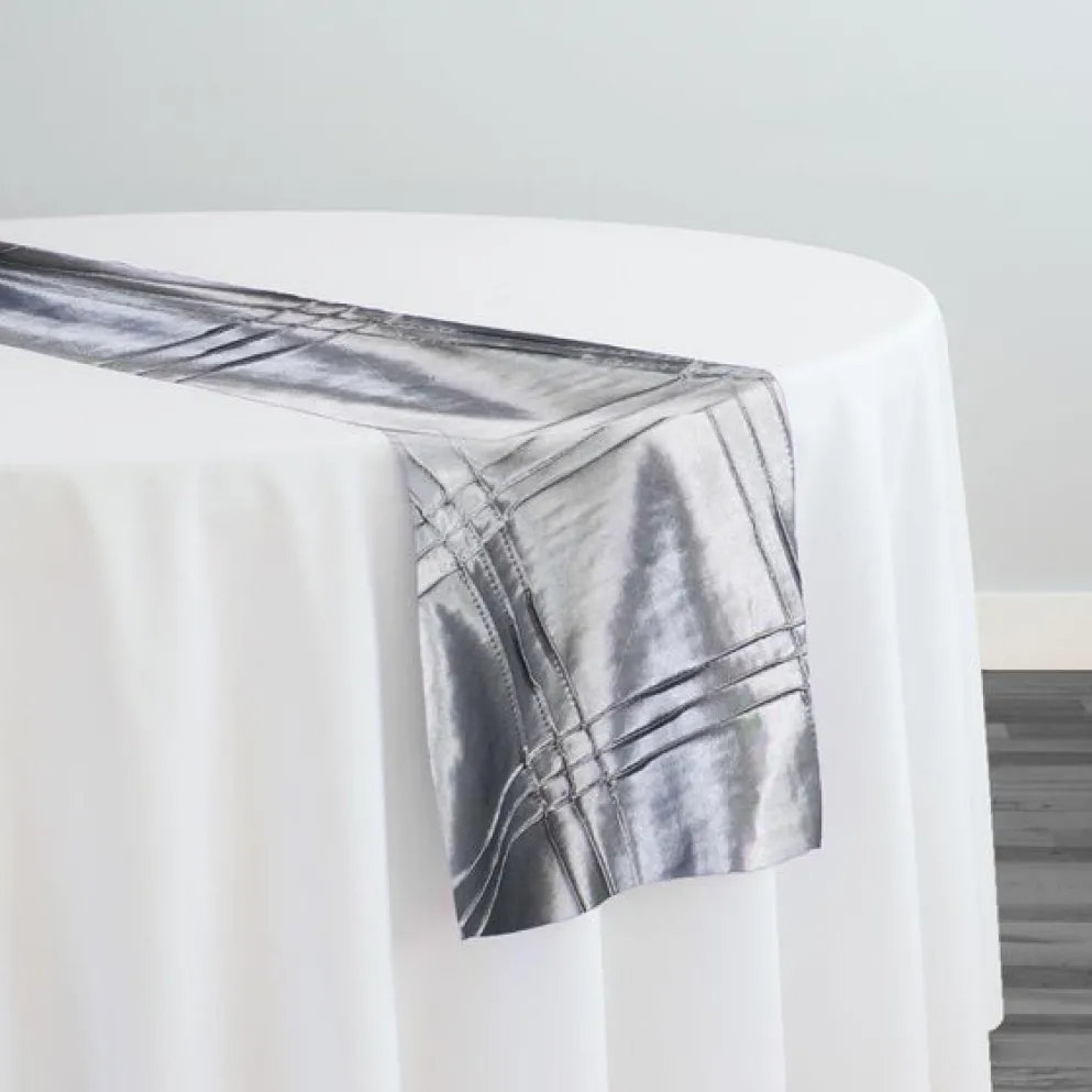Triple Pleat Pintuck Table Runner in Silver
