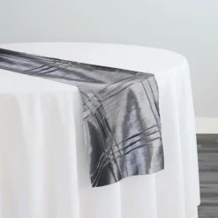 Triple Pleat Pintuck Table Runner in Charcoal