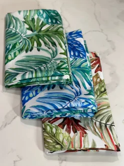 Tropical Print (Dupioni) Table Linen in Green