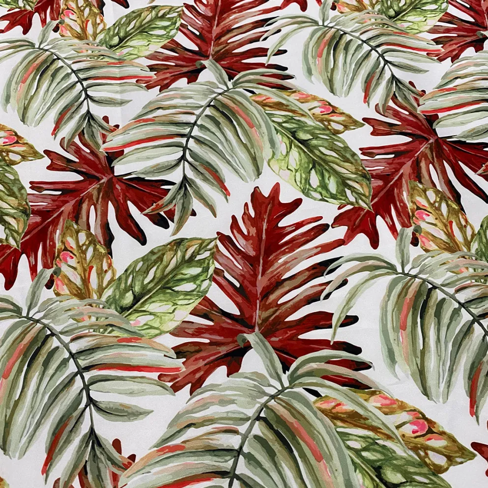 Tropical Print (Dupioni) Table Runner in Red