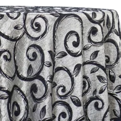 Tuscany Jacquard (Reversible) Table Linen in Black and Silver