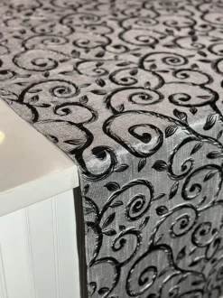 Tuscany Jacquard (Reversible) Table Linen in Black and Silver