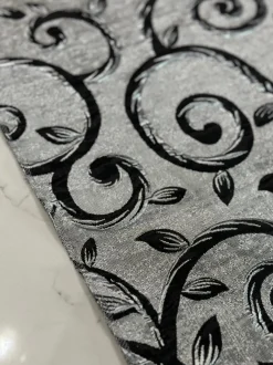 Tuscany Jacquard (Reversible) Table Linen in Black and Silver