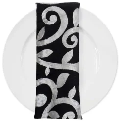 Tuscany Jacquard (Reversible) Table Napkin in Black and Silver