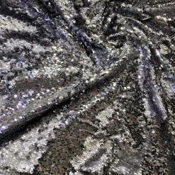 Two-Tone Sequins Table Linen in Pewter and Silver