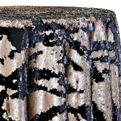 Two-Tone Sequins Table Linen in Champagne and Black