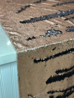 Two-Tone Sequins Table Linen in Champagne and Black