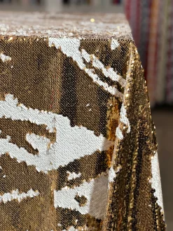 Two-Tone Sequins Table Linen in Gold and White