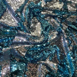 Two-Tone Sequins Table Linen in Turquoise and Silver