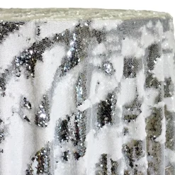 Two-Tone Sequins Table Linen in Silver and White
