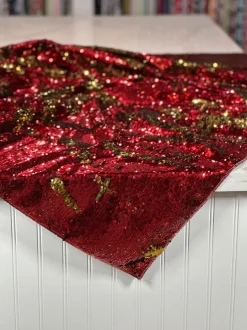 Two-Tone Sequins Table Linen in Red and Gold