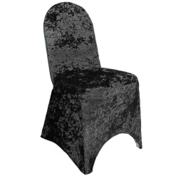 Velvet Spandex Banquet Chair Cover in Black