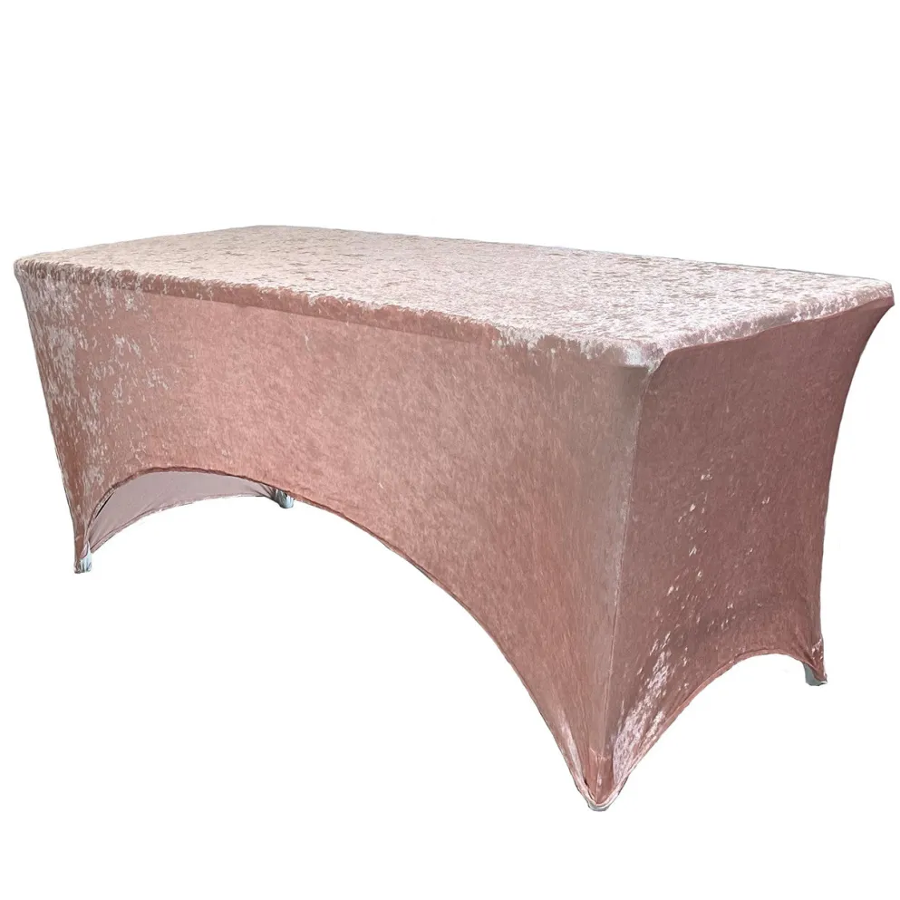 Velvet Spandex (8'x30") Banquet Table Cover in Blush