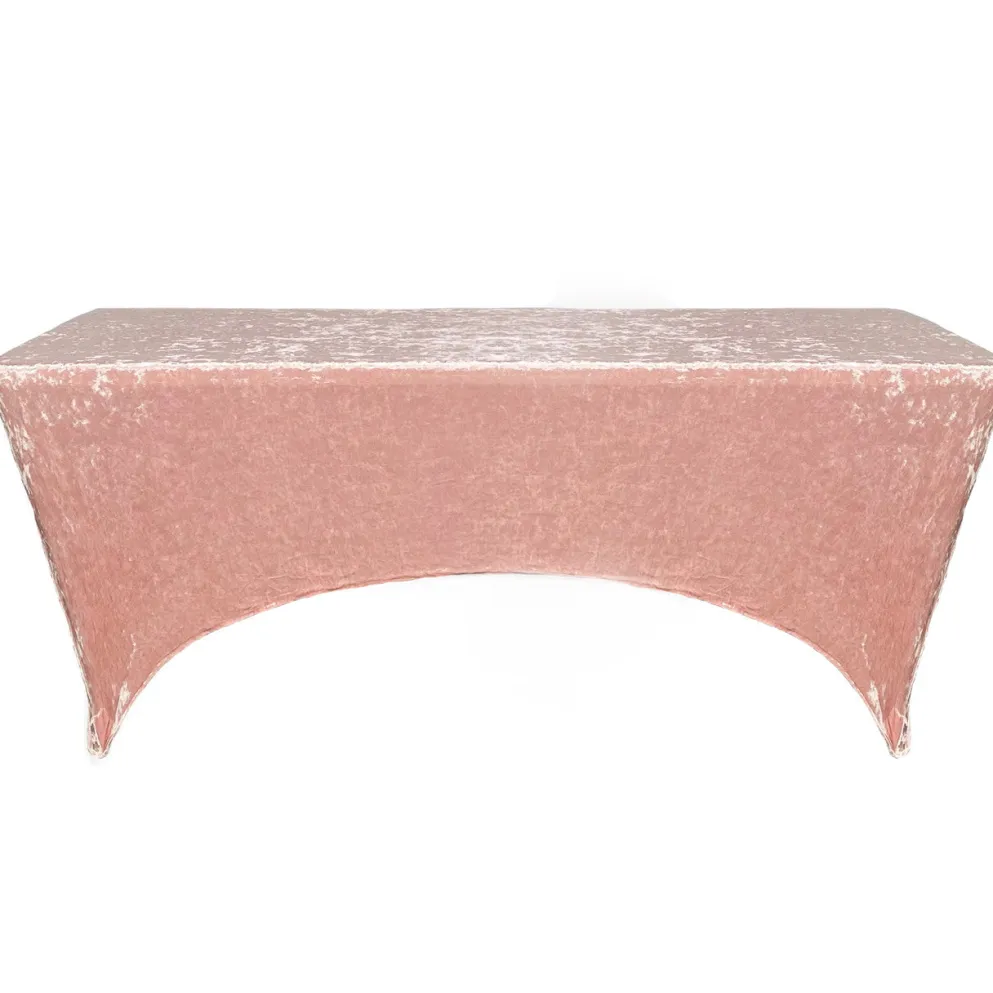 Velvet Spandex (8'x30") Banquet Table Cover in Blush