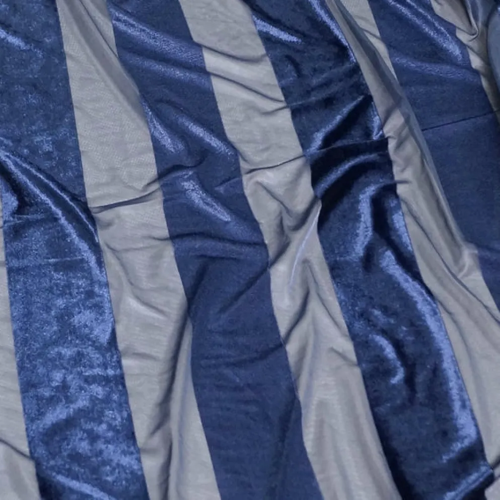 Velvet Stripe Table Linen in Navy