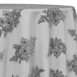 Venetian Lace Table Linen in Grey