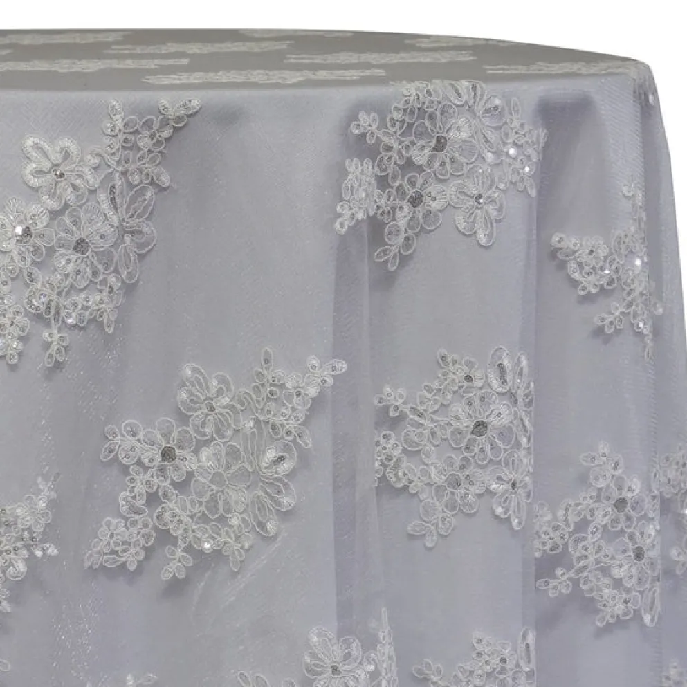Venetian Lace Table Linen in White