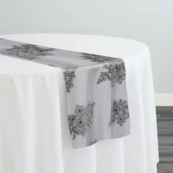 Venetian Lace Table Runner in Silver