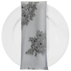 Venetian Lace (w/ Poly Lining) Table Napkin in Silver