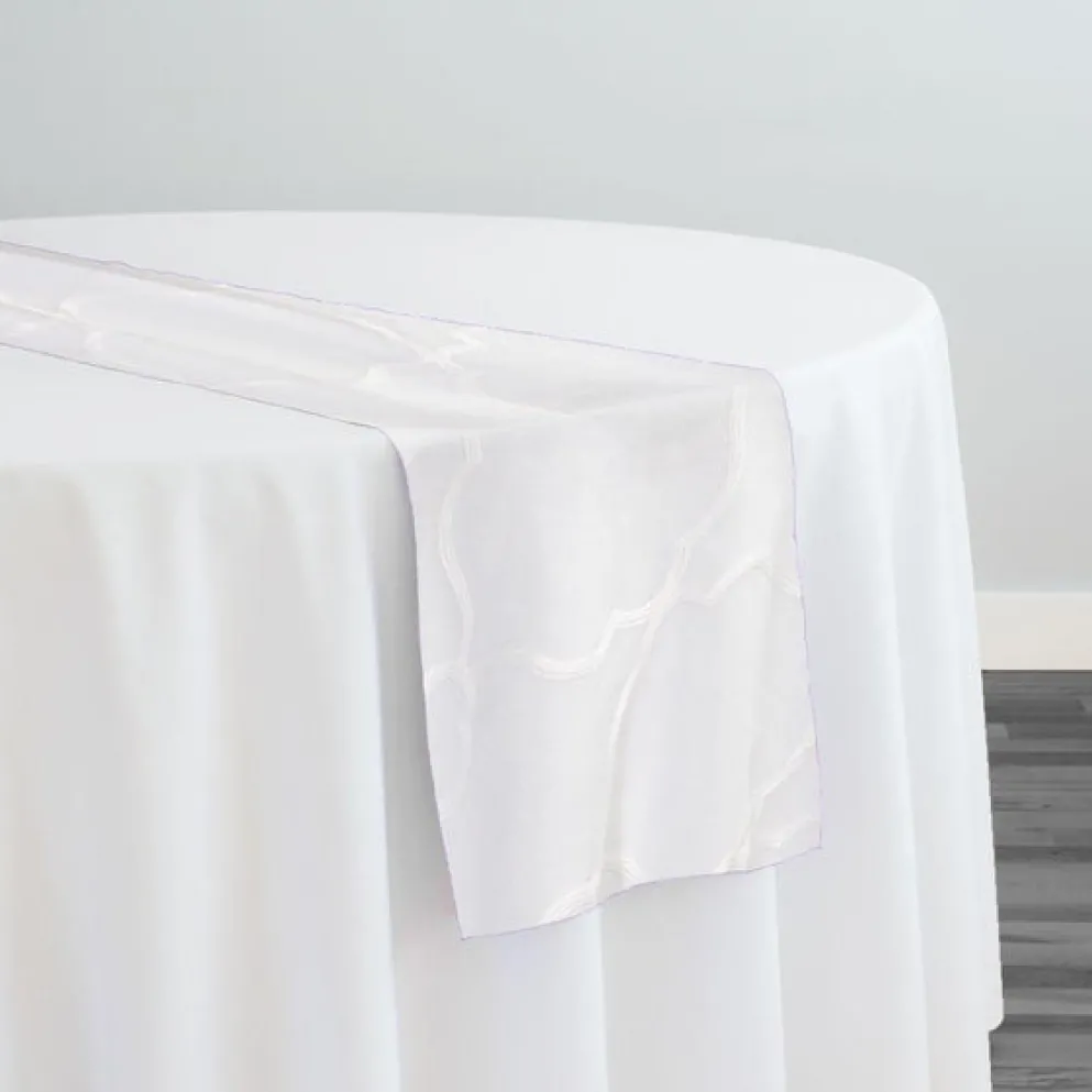 Vertigo Sheer Table Runner in White