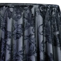 Victorian Jacquard Sheer Table Linen in Black