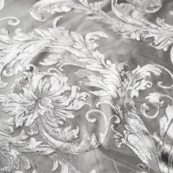 Victorian Jacquard Sheer Table Linen in Silver