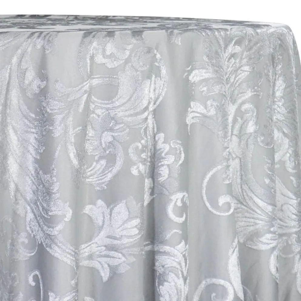 Victorian Jacquard Sheer Table Linen in Silver