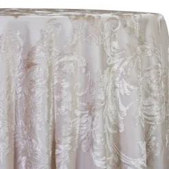 Victorian Jacquard Sheer Table Linen in Champagne