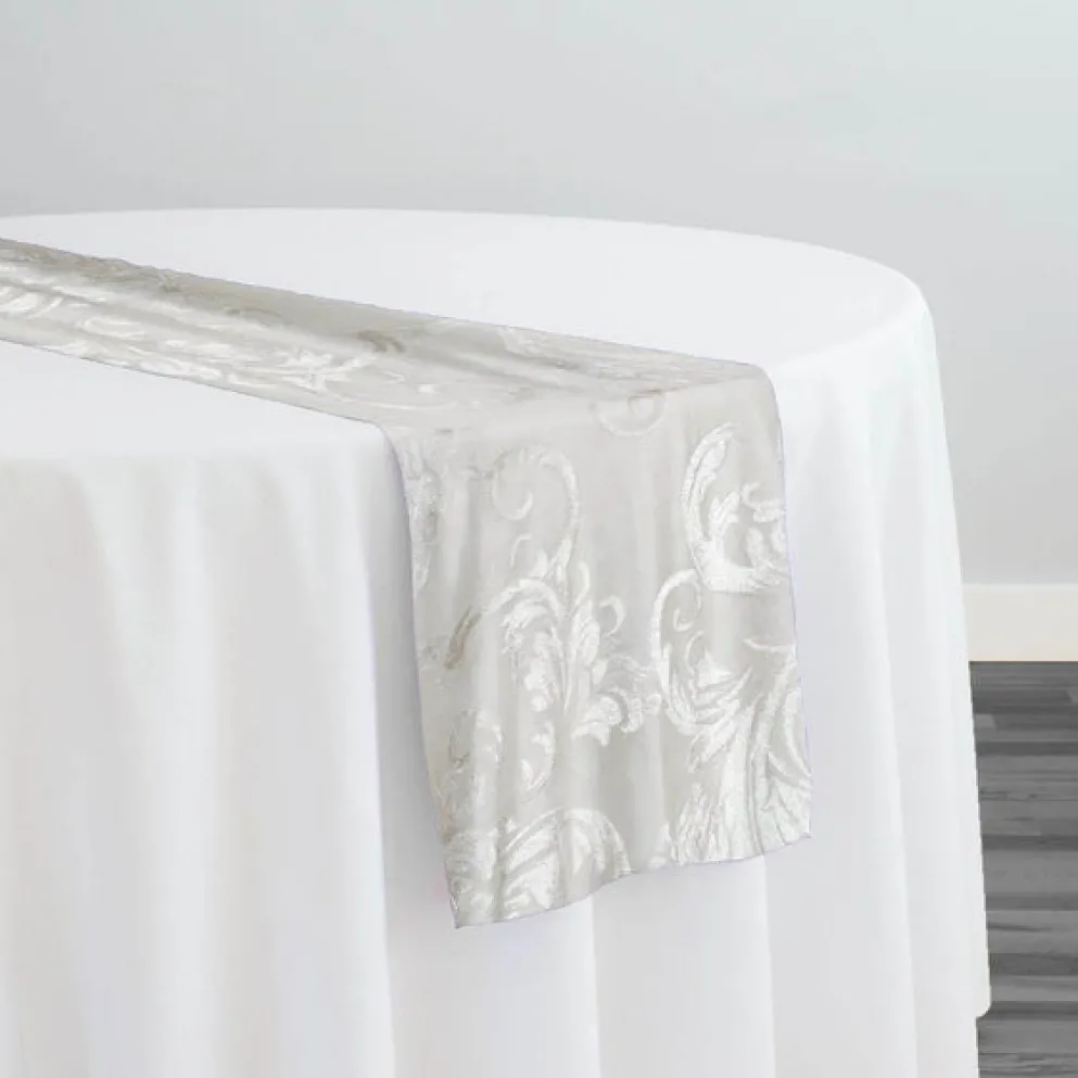 Victorian Jacquard Sheer Table Runner in Ivory