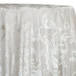 Victorian Jacquard Sheer Table Linen in Ivory