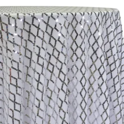 Vortex Sequins Table Linen in Silver and White
