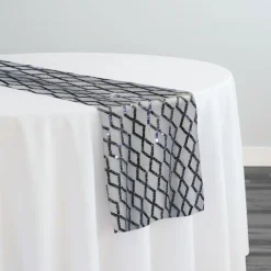 Vortex Sequins Table Runner in Silver