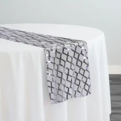 Vortex Sequins Table Runner in Silver White