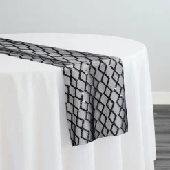 Vortex Sequins Table Runner in Black
